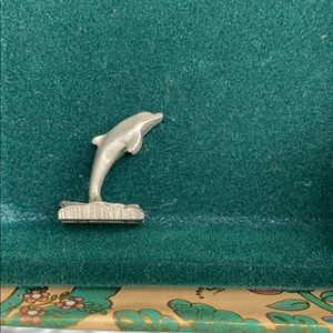 Tiny pewter dolphin figurine